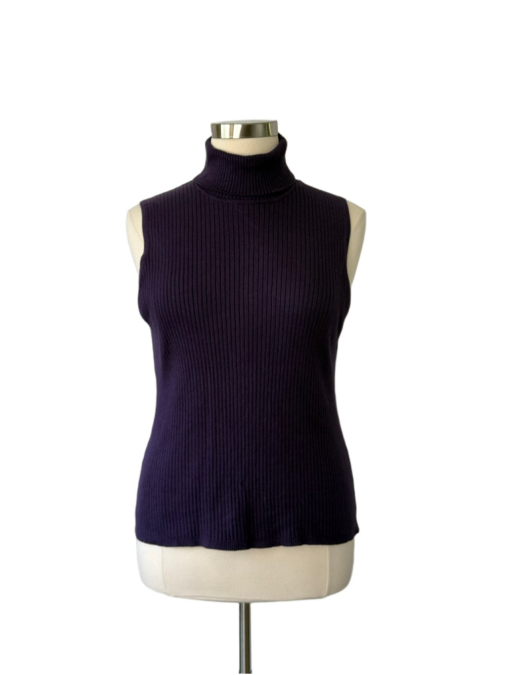 Chico's Navy Ribbed Sleeveless Turtleneck Tank Top, Size 16 (Chico’s sz 3)
